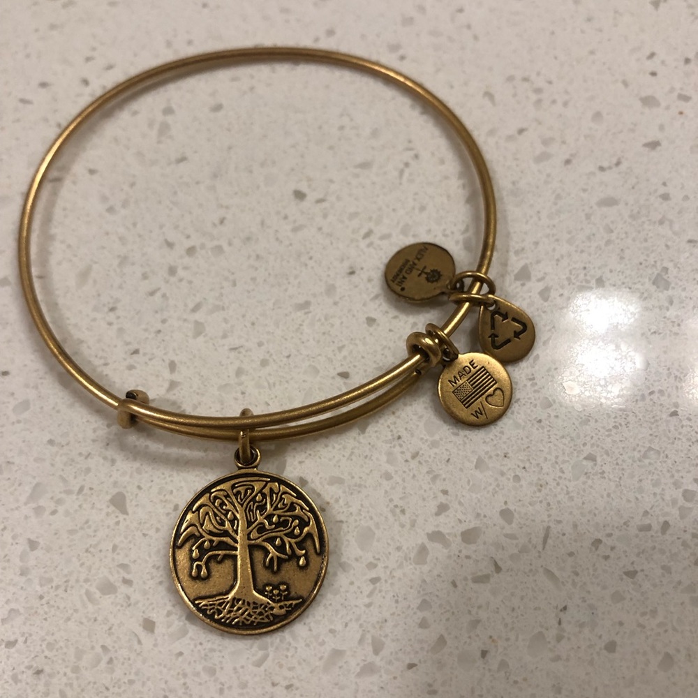 Gold Alex and Ani Tree of Life Bangle